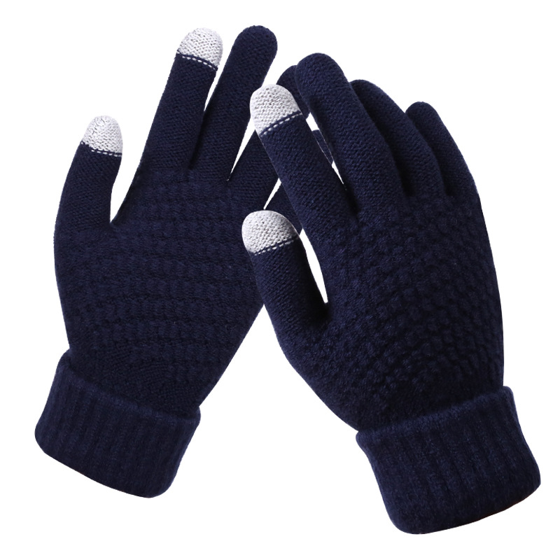 Winter warm gloves thickened touch screen women&#039;s gloves are knitted master gift balance logo customization