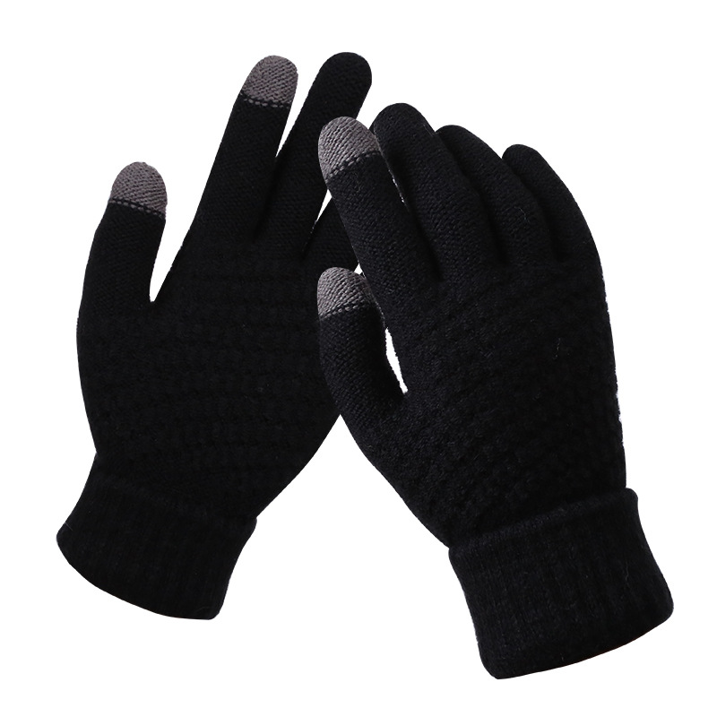 Winter warm gloves thickened touch screen women&#039;s gloves are knitted master gift balance logo customization