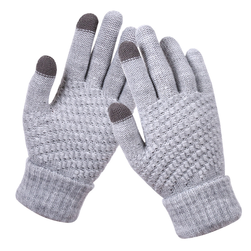 Winter warm gloves thickened touch screen women&#039;s gloves are knitted master gift balance logo customization