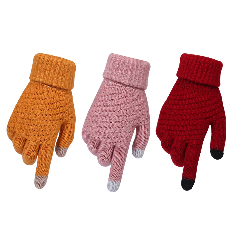Winter warm gloves thickened touch screen women's gloves are knitted master gift balance logo customization