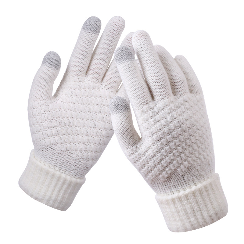 Winter warm gloves thickened touch screen women's gloves are knitted master gift balance logo customization