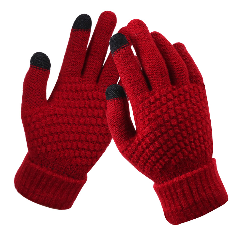 Winter warm gloves thickened touch screen women's gloves are knitted master gift balance logo customization