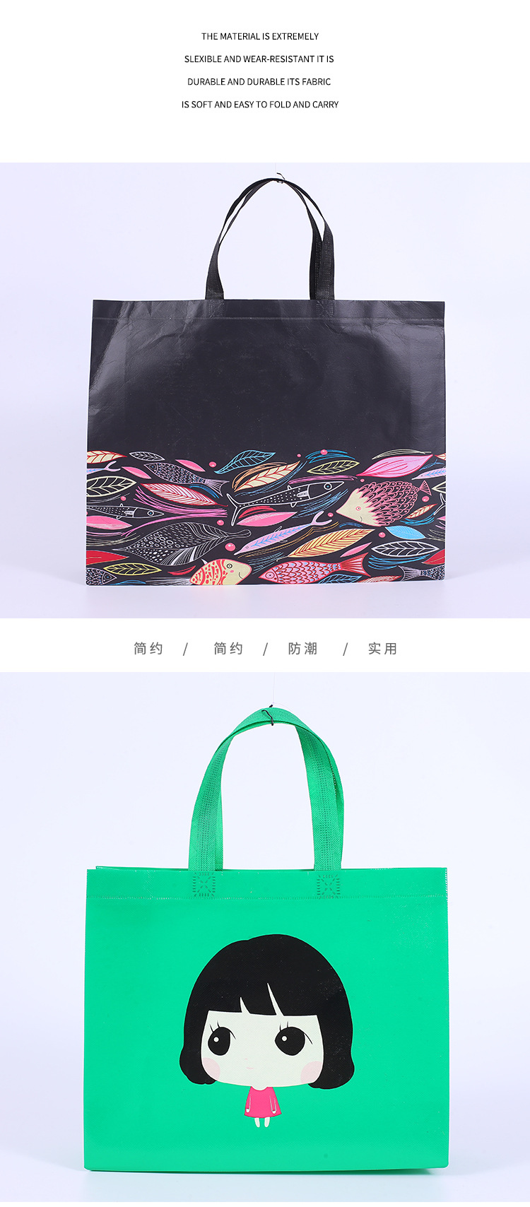 Coated color printing non-woven bag manufacturers custom color balance non-woven bag hand shopping bag can be dressed LOGO