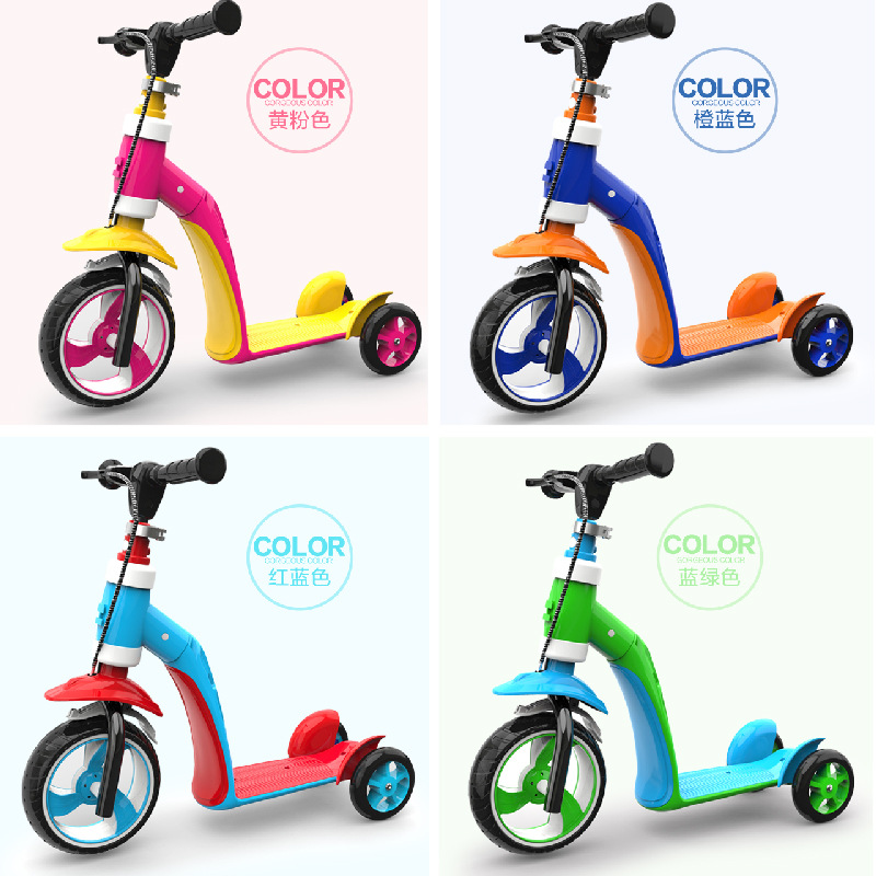 Children&#039;s Two-in-One Scooter 1-2-3 Years Old Child Baby Can Sit Kids Balance Bike Multi-Purpose Function Three-Wheel Walker Car