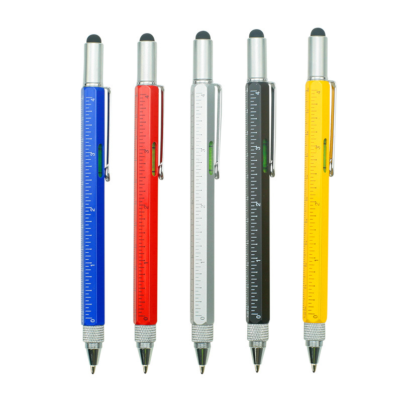 Screwdriver Multi-Function Ballpoint Pen Level Advertising Capacitor Touchscreen Stylus Balance Instrument Six-in-One Metal Brush