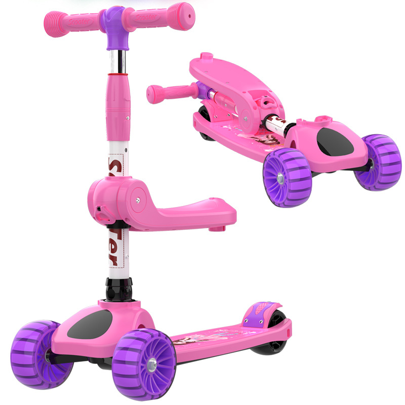 Scooter Baby Three-Wheel Flash Lifting Seat Sliding Toy Sliding Free Installation Foldable Balance Children