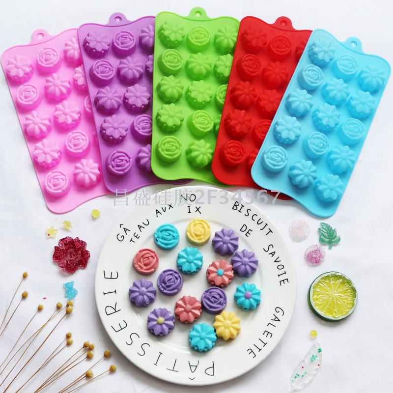 15 solid floret silica gel chocolate mold ice mold image lifelike easy to mold food grade