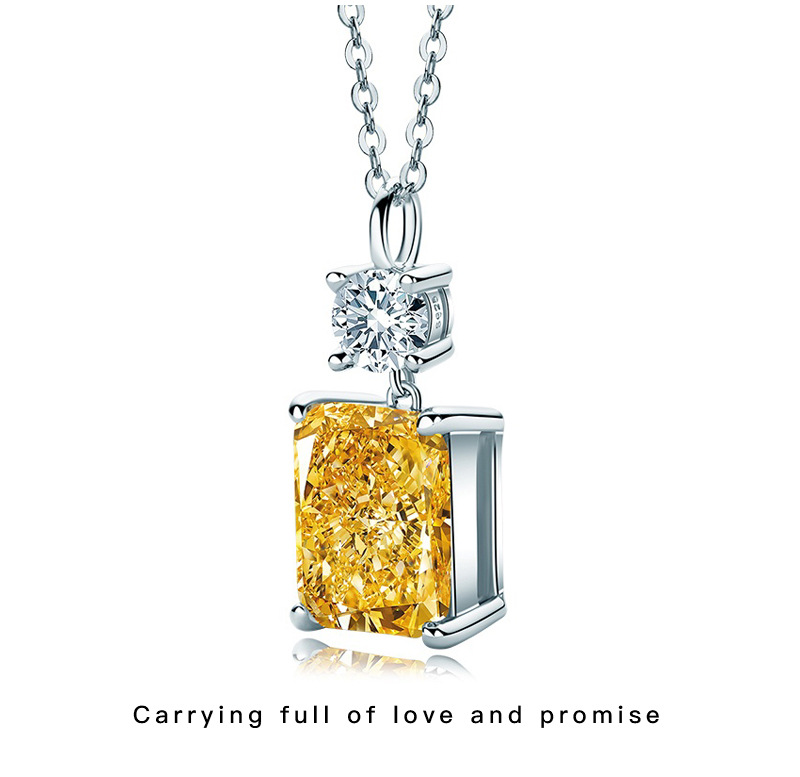 Ainuoshi New Style Light Luxury High Carbon Diamond Yellow Ice Flower Cut 9*11 Flower 925 Sterling Silver European and American Women Ainuoshi New Style Light Luxury High Carbon Diamond Yellow Ice Flower Cut 9*11 Flower 925 Sterling Silver European and American Women