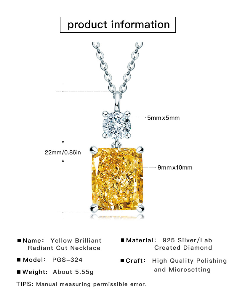 Ainuoshi New Style Light Luxury High Carbon Diamond Yellow Ice Flower Cut 9*11 Flower 925 Sterling Silver European and American Women Ainuoshi New Style Light Luxury High Carbon Diamond Yellow Ice Flower Cut 9*11 Flower 925 Sterling Silver European and American Women