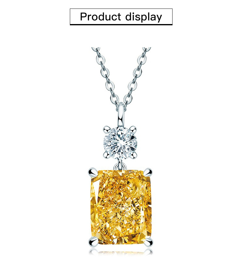 Ainuoshi New Style Light Luxury High Carbon Diamond Yellow Ice Flower Cut 9*11 Flower 925 Sterling Silver European and American Women Ainuoshi New Style Light Luxury High Carbon Diamond Yellow Ice Flower Cut 9*11 Flower 925 Sterling Silver European and American Women