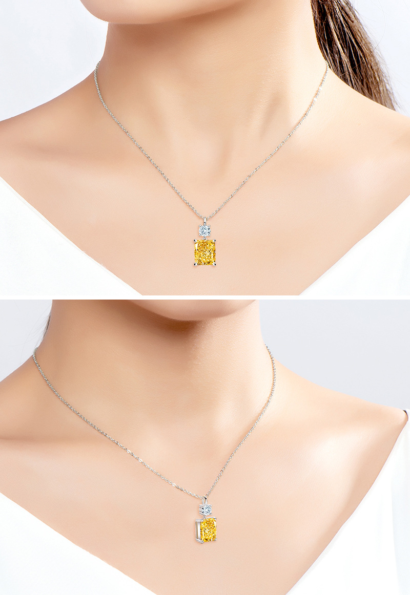 Ainuoshi New Style Light Luxury High Carbon Diamond Yellow Ice Flower Cut 9*11 Flower 925 Sterling Silver European and American Women Ainuoshi New Style Light Luxury High Carbon Diamond Yellow Ice Flower Cut 9*11 Flower 925 Sterling Silver European and American Women