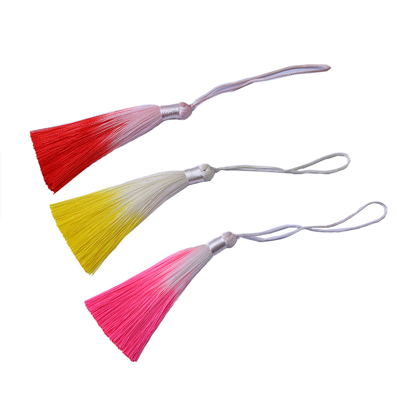 8cm Gradient Tassel Fringe Segment Ran Closed Lanyard Ice Silk Vertical Tassel Bookmark Phone Case Fimbrilla Pendant