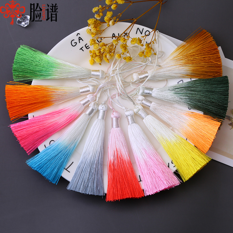 8cm Gradient Tassel Fringe Segment Ran Closed Lanyard Ice Silk Vertical Tassel Bookmark Phone Case Fimbrilla Pendant