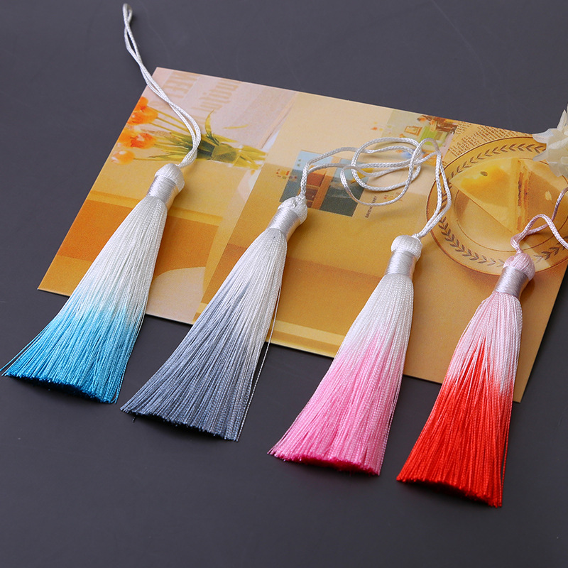 8cm Gradient Tassel Fringe Segment Ran Closed Lanyard Ice Silk Vertical Tassel Bookmark Phone Case Fimbrilla Pendant