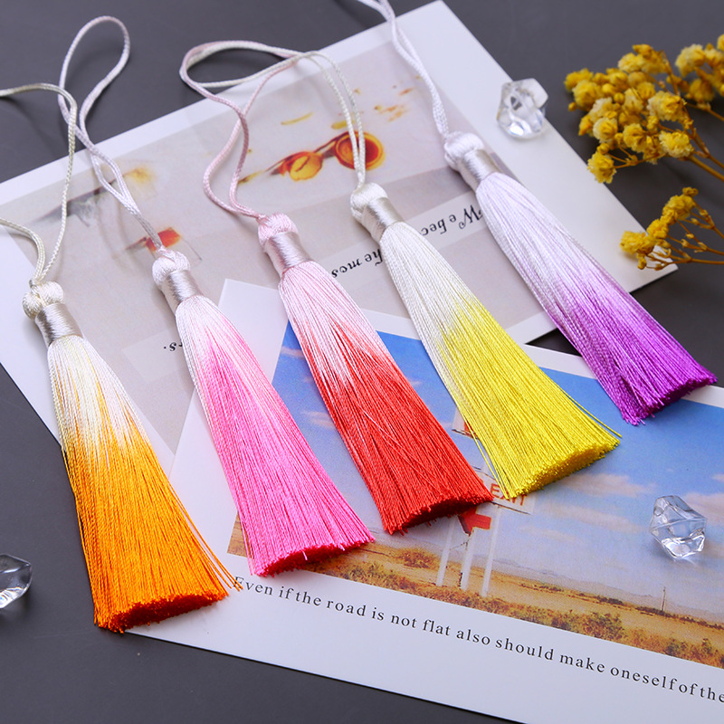 8cm Gradient Tassel Fringe Segment Ran Closed Lanyard Ice Silk Vertical Tassel Bookmark Phone Case Fimbrilla Pendant
