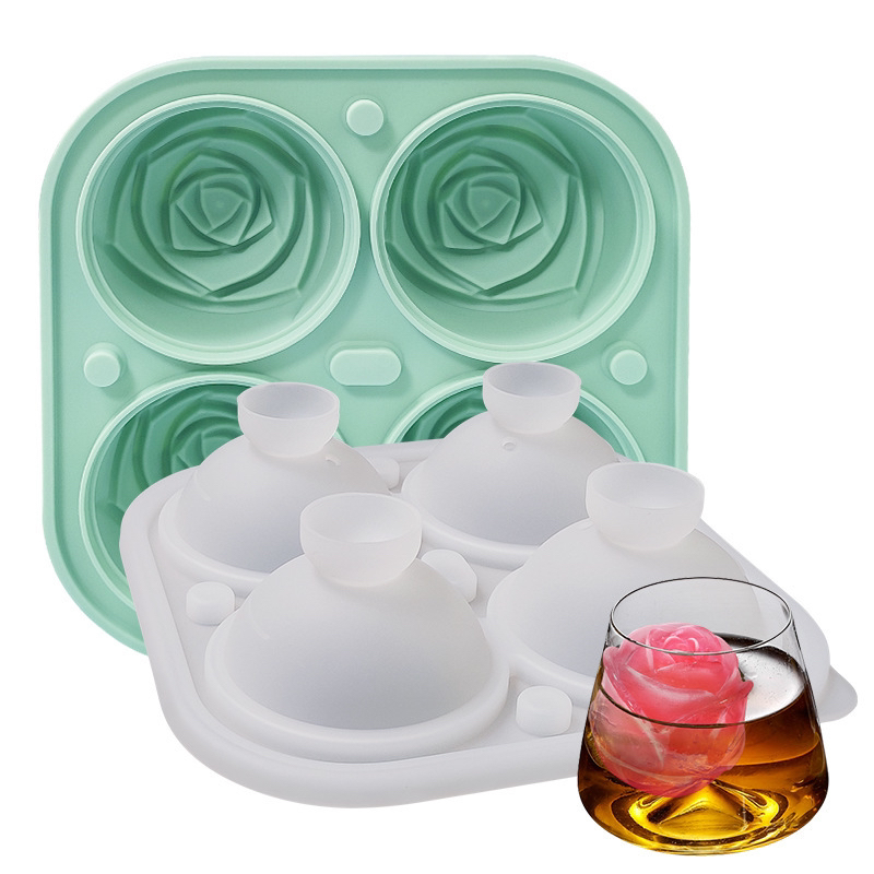 4-Piece Rose Silicone Mold 4-Piece Funnel-Free Ice Tray 4-Piece Rose Silicone Mold 4-Piece Funnel-Free Ice Tray