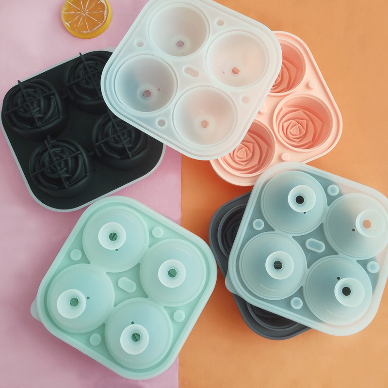 4-Piece Rose Silicone Mold 4-Piece Funnel-Free Ice Tray 4-Piece Rose Silicone Mold 4-Piece Funnel-Free Ice Tray