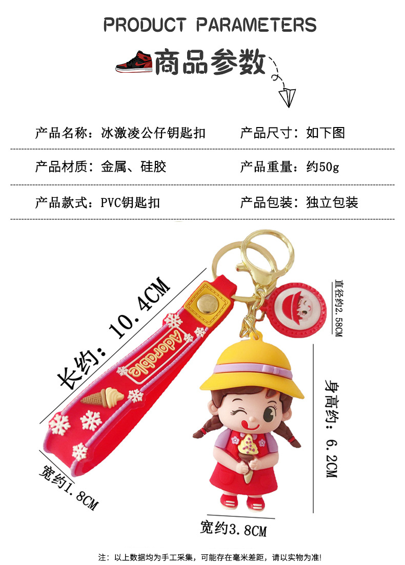 Creative Summer Ice Cream Boys and Girls PVC Keychain Cute Girl Children Couple Car Package Pendant Gift Wholesale Creative Summer Ice Cream Boys and Girls PVC Keychain Cute Girl Children Couple Car Package Pendant Gift Wholesale