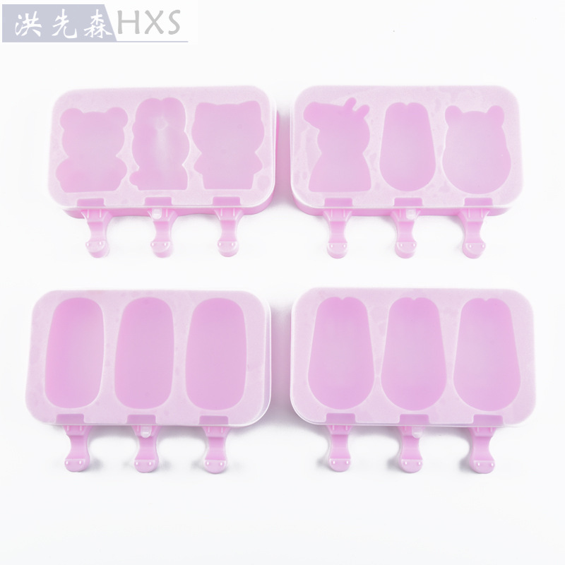  Ice Cream Mold with Lid 3-Piece Ice Cream DIY Ice Lollipop Mould Household Ice Tray Summer Make Ice Cream Cartoon