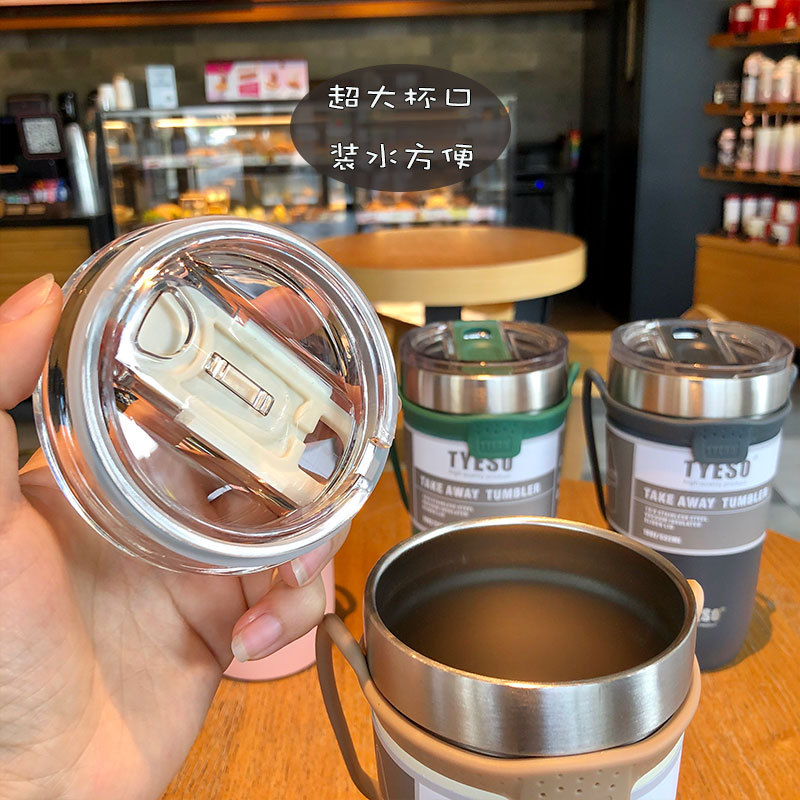 Cup Portable Stainless Steel Water Cup Creative Personality Large Capacity Sports Handle Coffee Ice Cream Cup Bottle Cup Portable Stainless Steel Water Cup Creative Personality Large Capacity Sports Handle Coffee Ice Cream Cup Bottle