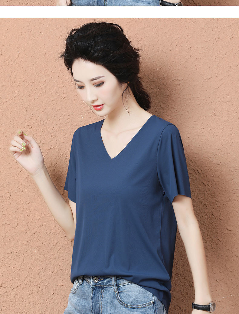 sleeved Ice Cream Tshirt for women with solid color base for SpringSummerAutumn thin vneck long sleeve trackless top sleeved Ice Cream Tshirt for women with solid color base for SpringSummerAutumn thin vneck long sleeve trackless top