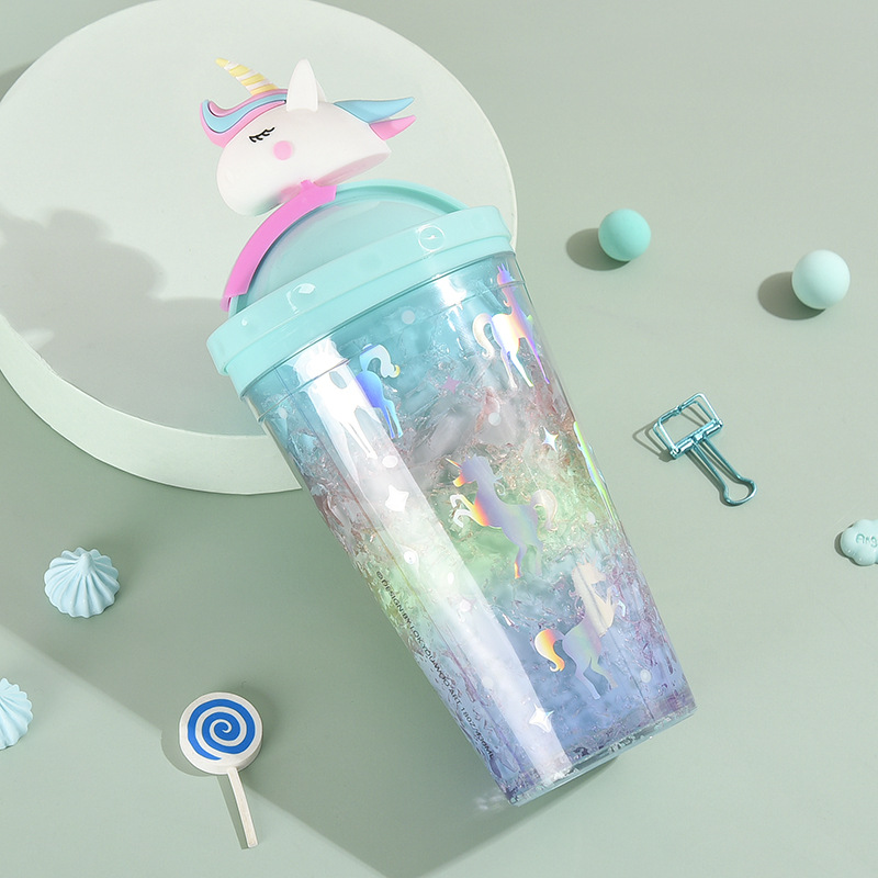 water botterA Beautiful summer crushed ice cup girl Unicorn Ice cup double refrigeration lovely fresh plastic straw water botterA Beautiful summer crushed ice cup girl Unicorn Ice cup double refrigeration lovely fresh plastic straw