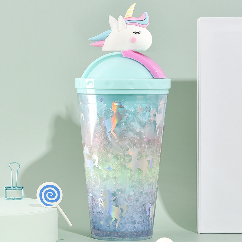 water botterA Beautiful summer crushed ice cup girl Unicorn Ice cup double refrigeration lovely fresh plastic straw water botterA Beautiful summer crushed ice cup girl Unicorn Ice cup double refrigeration lovely fresh plastic straw