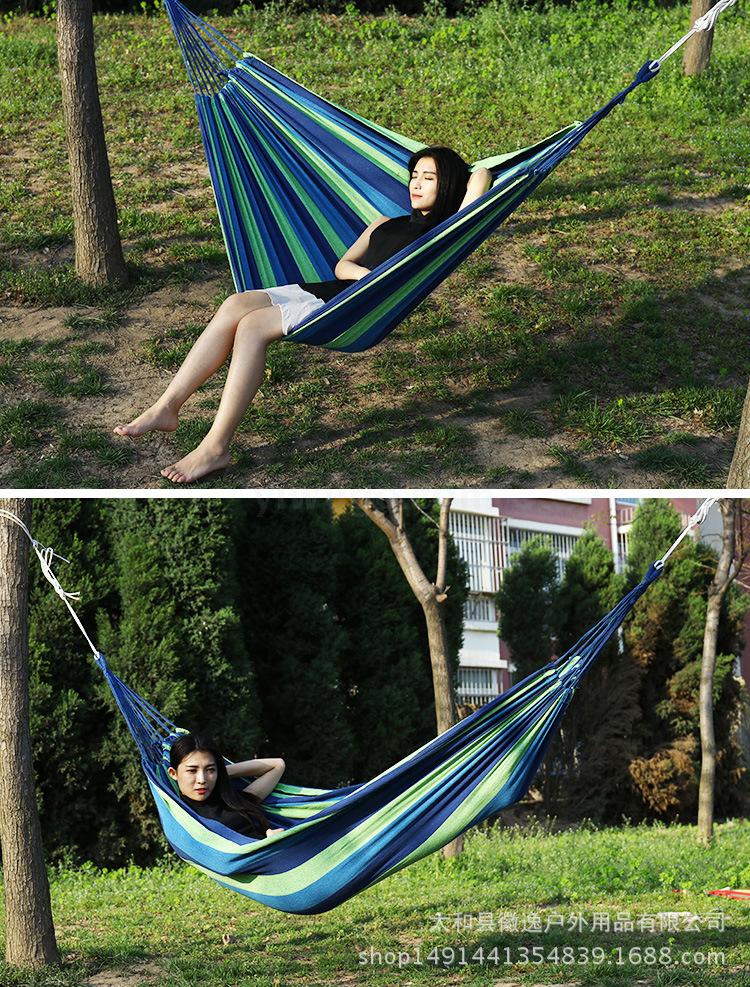 Canvas hammock single double outdoor swing ice silk mesh adult and child anti-rollover indoor and outdoor hanging chair