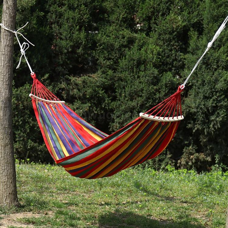 Canvas hammock single double outdoor swing ice silk mesh adult and child anti-rollover indoor and outdoor hanging chair Canvas hammock single double outdoor swing ice silk mesh adult and child anti-rollover indoor and outdoor hanging chair