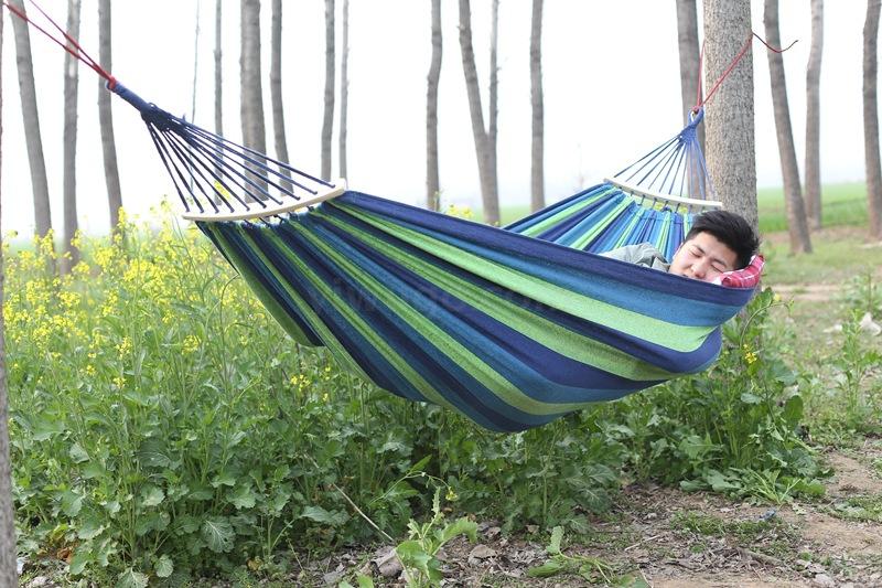 Canvas hammock single double outdoor swing ice silk mesh adult and child anti-rollover indoor and outdoor hanging chair Canvas hammock single double outdoor swing ice silk mesh adult and child anti-rollover indoor and outdoor hanging chair