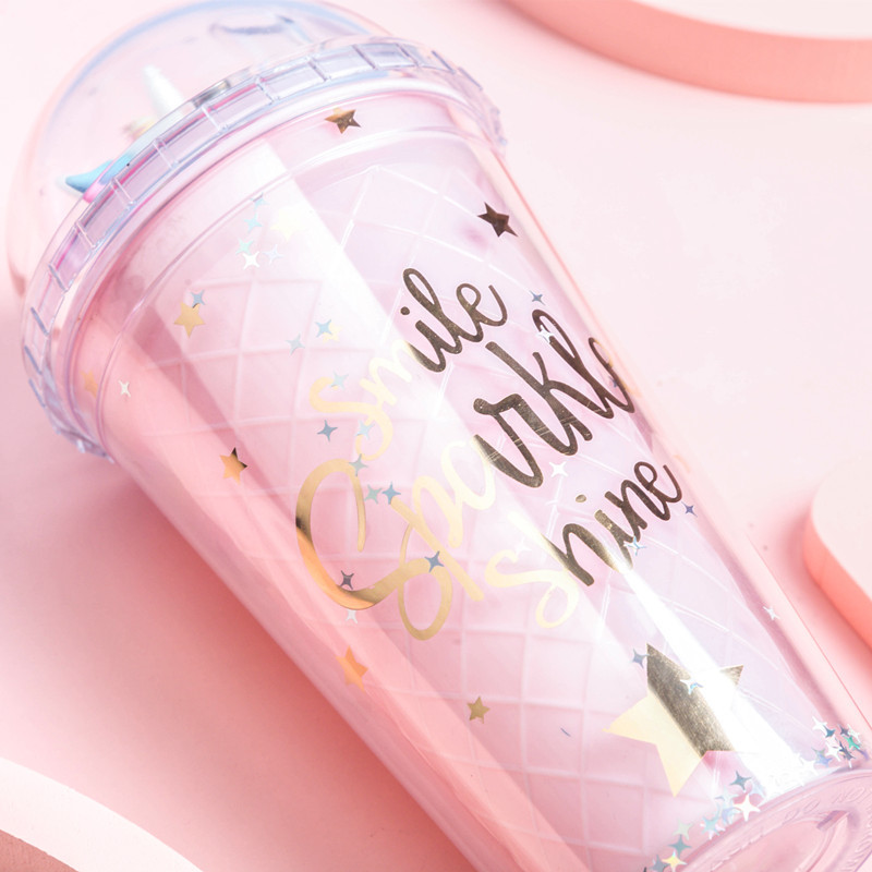 Summer 523 Unicorn Straw Ice Cup Creative Glass Plastic Double-Layer Cup with Light Factory Wholesale Spot Summer 523 Unicorn Straw Ice Cup Creative Glass Plastic Double-Layer Cup with Light Factory Wholesale Spot