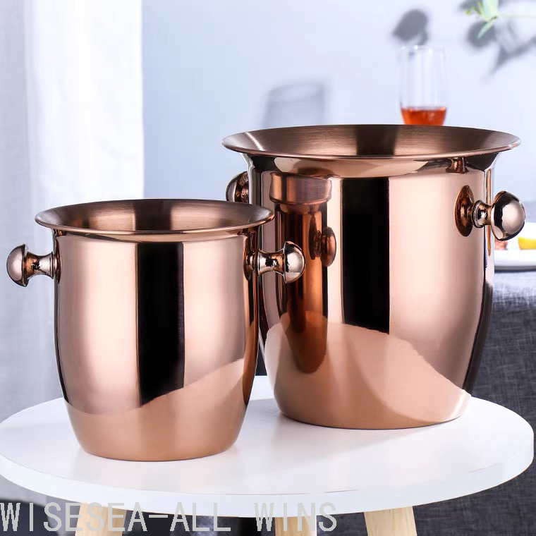 Stainless Steel Horn Champagne Bucket Hammer Pattern Champagne Barrel-Type Red Wine Barrel Hotel Bar KTV Ice Bucket
