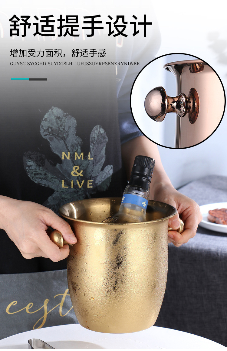 Stainless Steel Horn Champagne Bucket Hammer Pattern Champagne Barrel-Type Red Wine Barrel Hotel Bar KTV Ice Bucket Stainless Steel Horn Champagne Bucket Hammer Pattern Champagne Barrel-Type Red Wine Barrel Hotel Bar KTV Ice Bucket