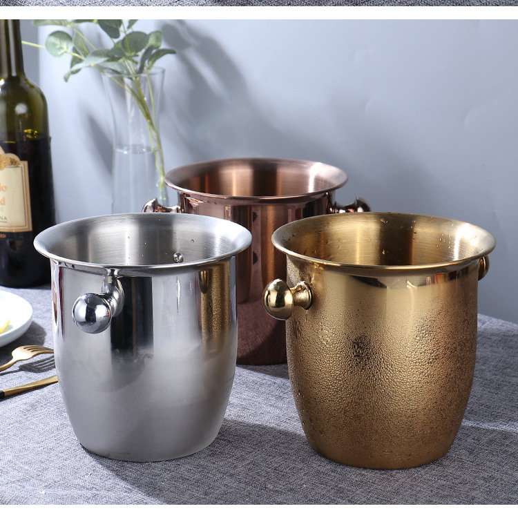 Stainless Steel Horn Champagne Bucket Hammer Pattern Champagne Barrel-Type Red Wine Barrel Hotel Bar KTV Ice Bucket Stainless Steel Horn Champagne Bucket Hammer Pattern Champagne Barrel-Type Red Wine Barrel Hotel Bar KTV Ice Bucket