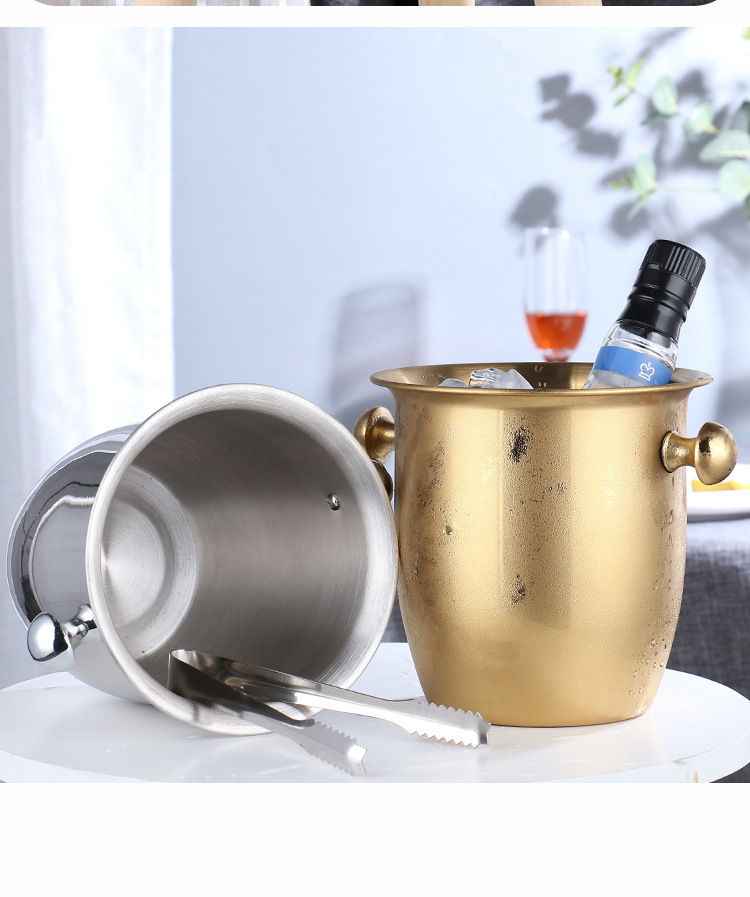 Stainless Steel Horn Champagne Bucket Hammer Pattern Champagne Barrel-Type Red Wine Barrel Hotel Bar KTV Ice Bucket Stainless Steel Horn Champagne Bucket Hammer Pattern Champagne Barrel-Type Red Wine Barrel Hotel Bar KTV Ice Bucket