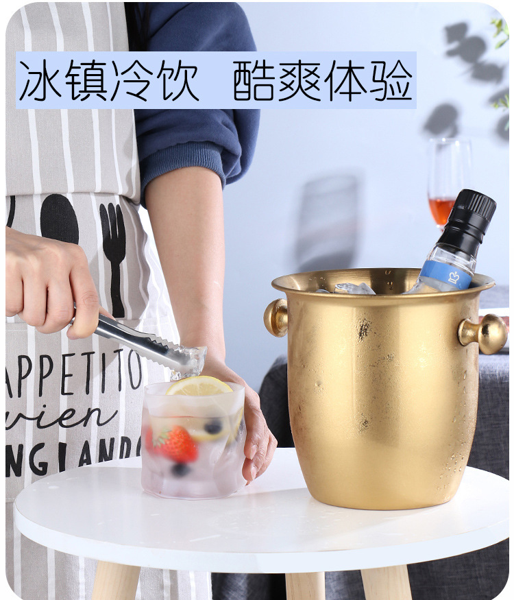 Stainless Steel Horn Champagne Bucket Hammer Pattern Champagne Barrel-Type Red Wine Barrel Hotel Bar KTV Ice Bucket Stainless Steel Horn Champagne Bucket Hammer Pattern Champagne Barrel-Type Red Wine Barrel Hotel Bar KTV Ice Bucket