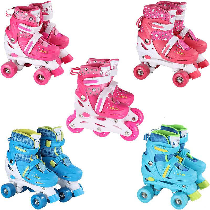 Factory Direct Supply Double Row the Skating Shoes Skates Four-Wheel Roller Skates New Children Heelys Customizable