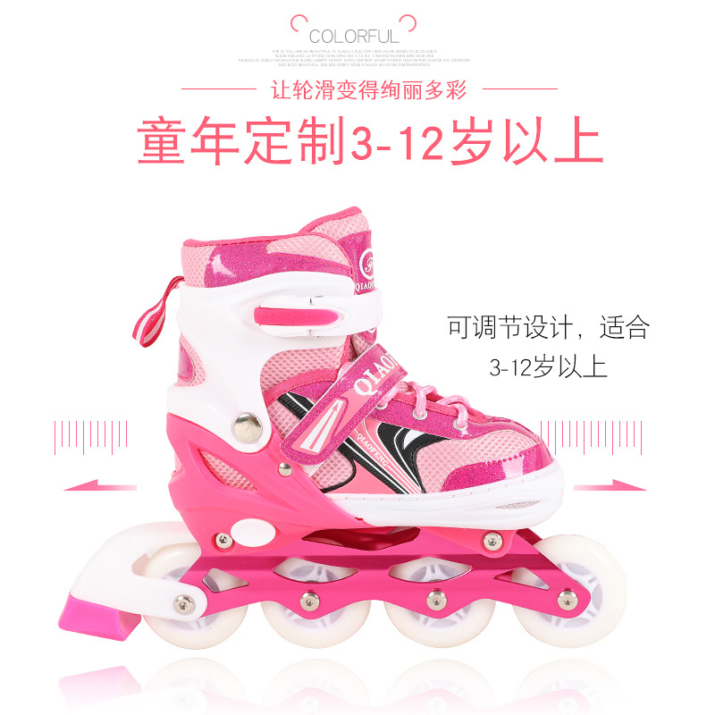 Factory Direct Supply 2018 New Single Row the Skating Shoes Children Flash Suit Adult Pu Skates Men and Women Speed Skating