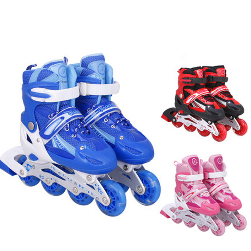 Wholesale Button Adjustable Adult Straight Row Rollerskate Aluminum Alloy Bracket the Skating Shoes Boys and Girls Roller Skates