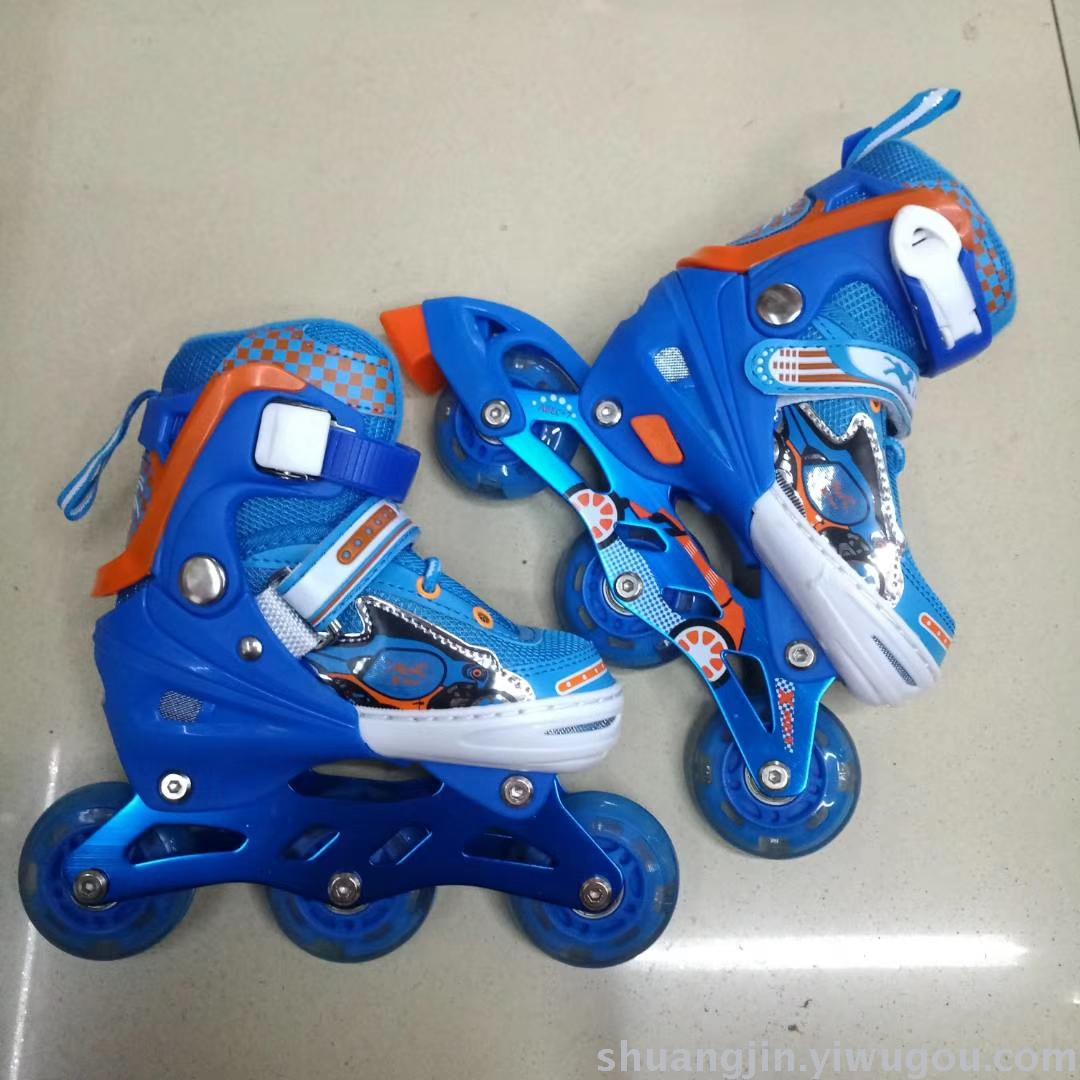 PU full flash three-wheel special small size roller skates with adjustable in-line roller skates for students and children in two colors PU full flash three-wheel special small size roller skates with adjustable in-line roller skates for students and children in two colors