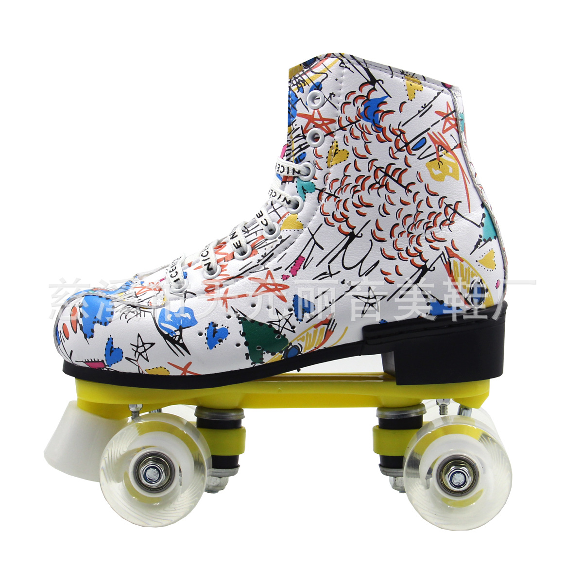 Skating Rink Same Style Double-Row Roller Skates Roller Skating Straight Row Old-Fashioned Adult and Children Hair Flash Beginner Double Row Skates