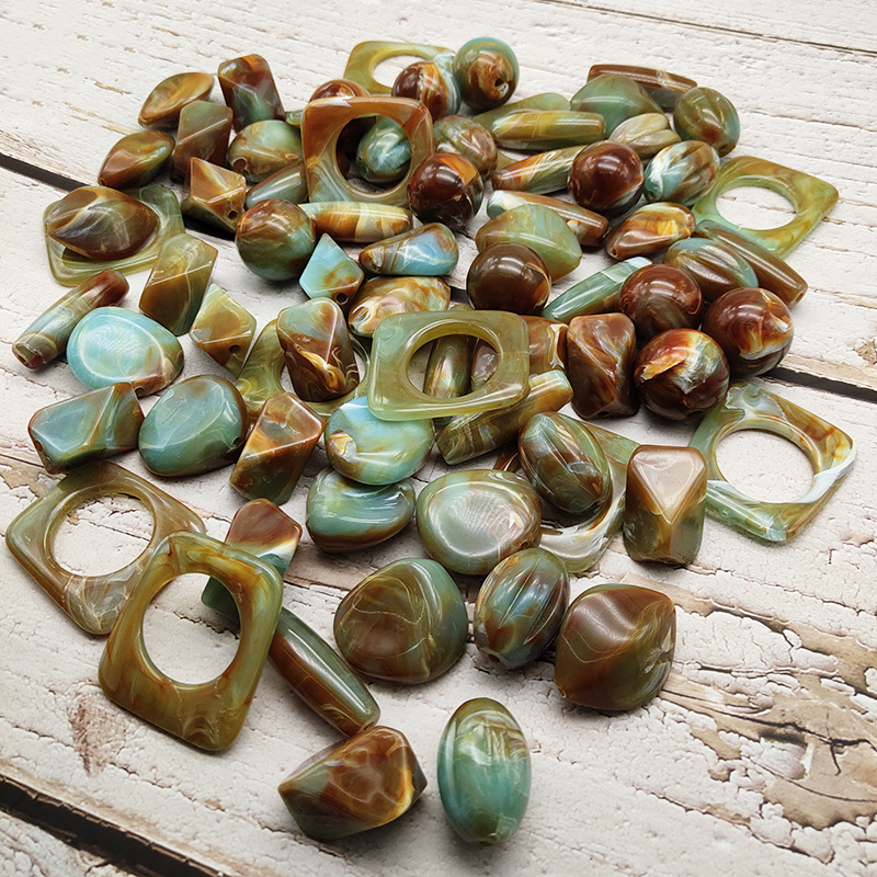 Acrylic Beads Natural Stone Imitated Plastic Scattered Beads Pitch Black round Beads Special-Shaped Beads DIY Ornament Accessories Wholesale