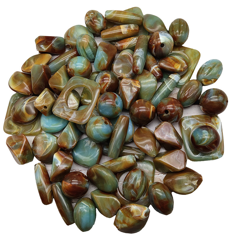 Acrylic Beads Natural Stone Imitated Plastic Scattered Beads Pitch Black round Beads Special-Shaped Beads DIY Ornament Accessories Wholesale