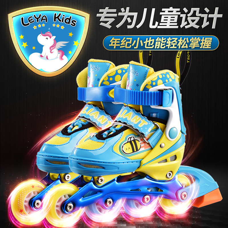 Skates Flash Children Beginners Roller Skating Inline Wheel Roller Skates Children Full Set Student Beginner Male and Female
