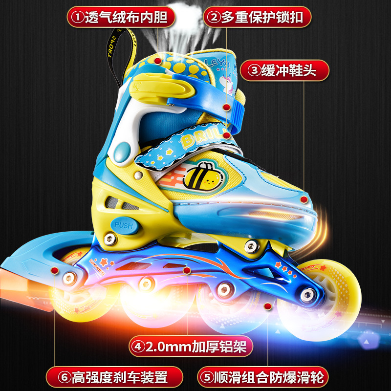 Skates Flash Children Beginners Roller Skating Inline Wheel Roller Skates Children Full Set Student Beginner Male and Female
