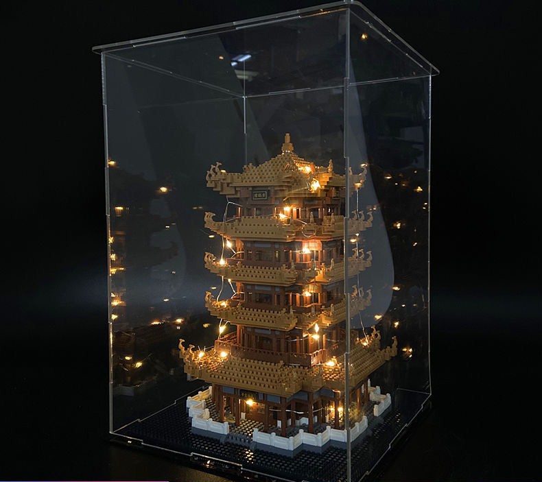 Small Diamond Granule block Taj Mahal Yellow Crane Tower Vasili Castle Lighting Gift Box Version ACRYLIC 8001