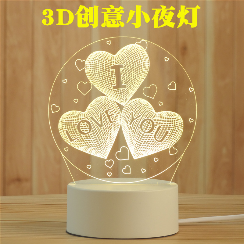 Cross-Border Creative 3D Small Night Lamp Children's Bedroom Plug-in LED Lighting Acrylic Gift MoonTable Lamp Cross-Border Creative 3D Small Night Lamp Children's Bedroom Plug-in LED Lighting Acrylic Gift MoonTable Lamp