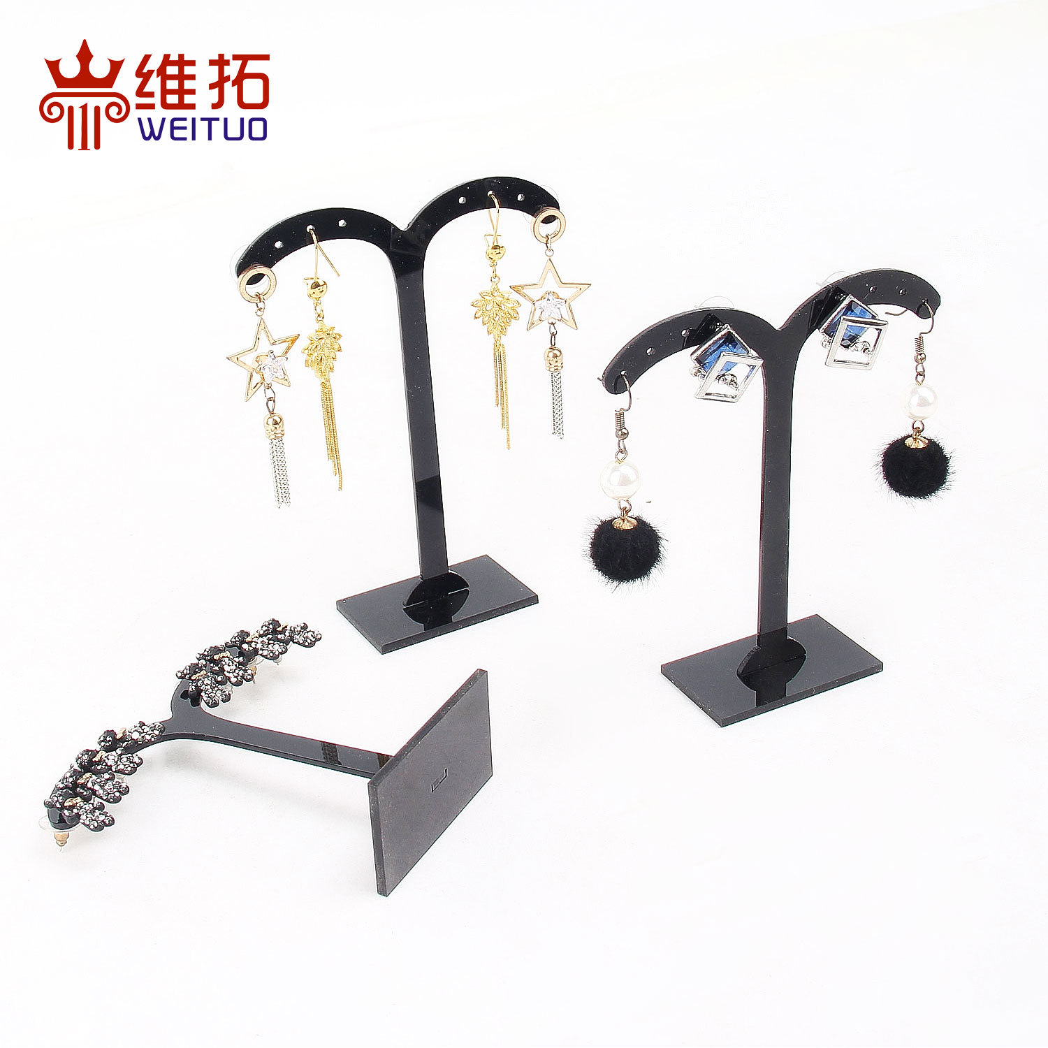 First jewelry shop counter display display prop acrylic three-piece set of stud shelf display rack