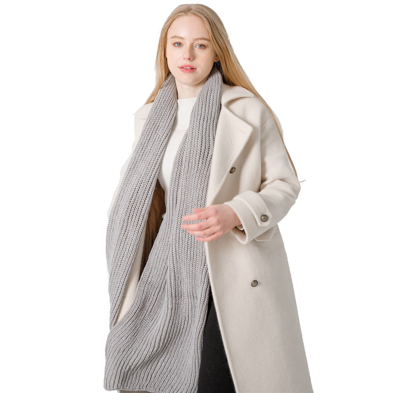 Korean Style Autumn and Winter New Acrylic Fiber Solid Color Woolen Scarf Men&#039;s Lady Couple Lengthened Wool Bib Shawl Wholesale