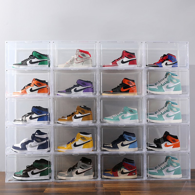 Magnetic Shoe Box High-TopShoes Storage Box Basketball Shoes Dustproof Shoe Cabinet Transparent Plastic Acrylic Internet